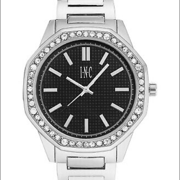 INC International Concepts Other - I.N.C. Men's Silver Tone Black Crystals Octagonal